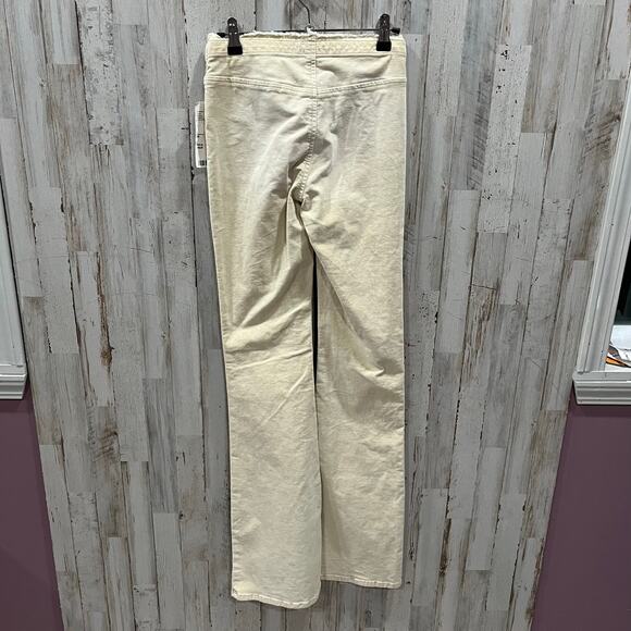 New Urban Outfitters Pants Women's Size 25 Flare Leg Ruched V-Front Pants Ivory - Picture 4 of 7
